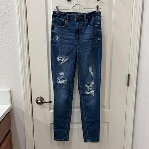 American Eagle Outfitters Dark Blue Distressed Jeggings
